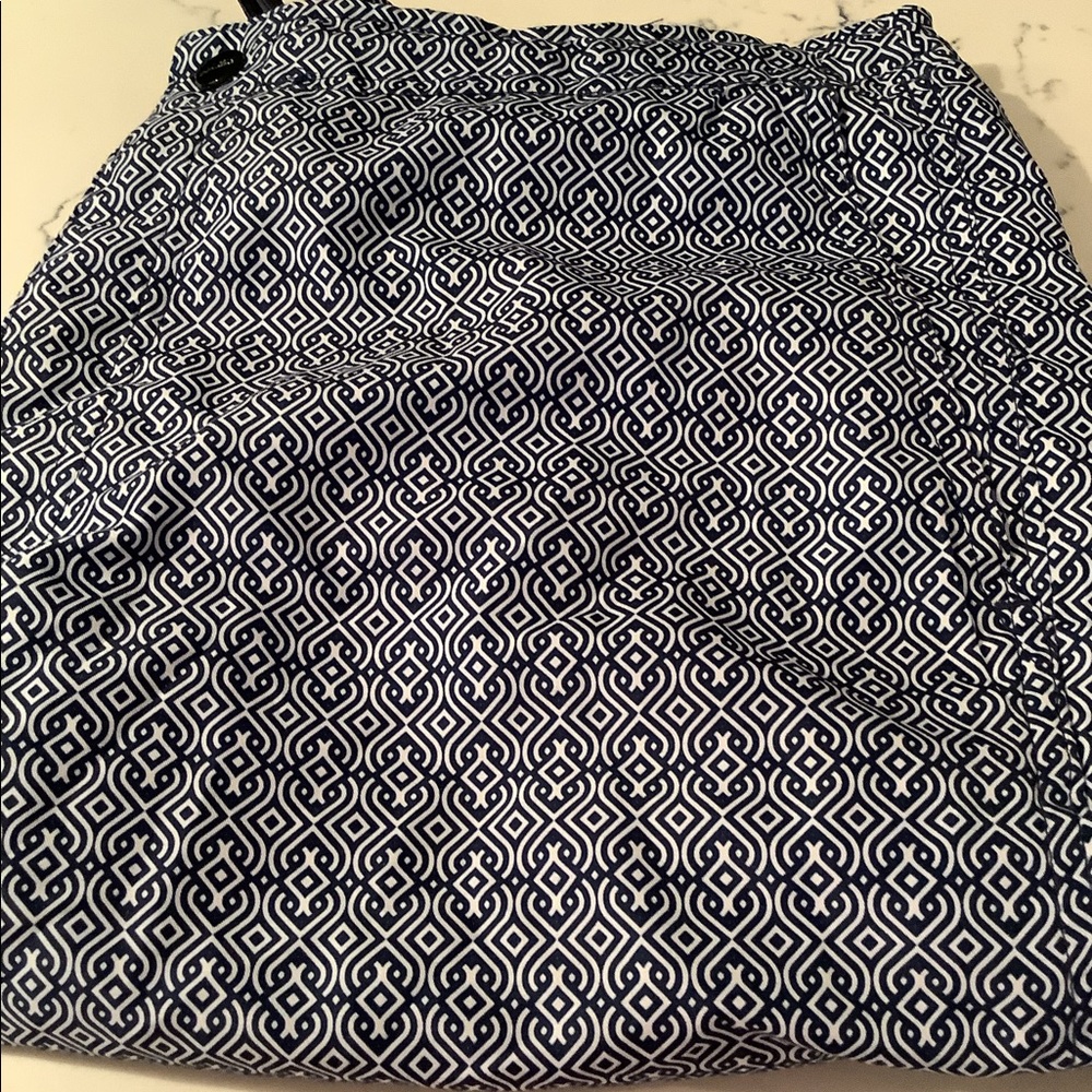 Men’s navy and white pattern swim trunks